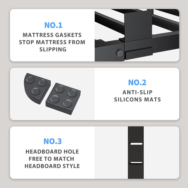 18 Inch King Size Bed Frame, 3500Lbs Heavy Duty Metal