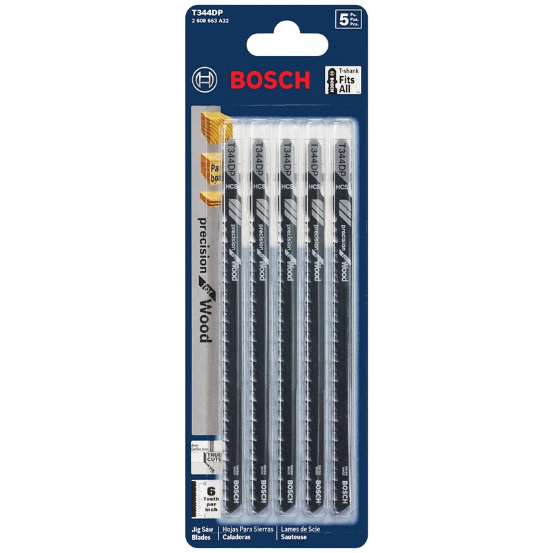 Bosch T344DP 5-Piece 6 In. 6 TPI Precision for Wood