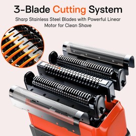 Foil Electric Shaver for Travel USB-C Fast Charging, IPX7 Waterproof Cordless Razor, Portable Face Shaver with Travel Case & Replacement Head, Compact Men’s/Grooming Design