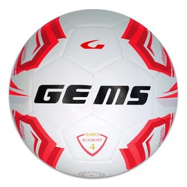 Gems UN07-0312 OLIMPICO ACADEMY Pallone da Calcio, Calcetto, Calciotto, Futsal, BIANCO/ROSSO Taglia 4