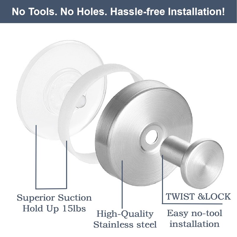Fliverly Suction Cup Hooks for Shower, Bathroom, Kitchen, Glass Door,
