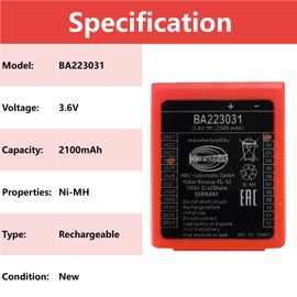 Giobbiy 2100mAh 3.6V BA223031 Rechargeable Battery for HBC Wireless Romote Control (3.6 Volt, 2.1 Ah, Ni-MH, Rechargrable)