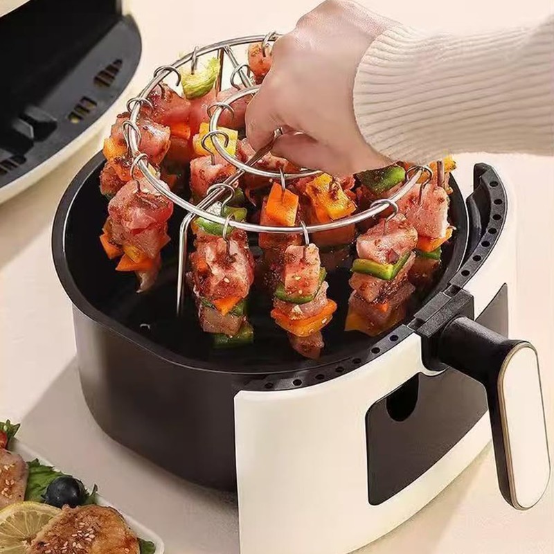tieedhfu Air Fryer BBQ Skewer Stand Stainless Steel Rack For