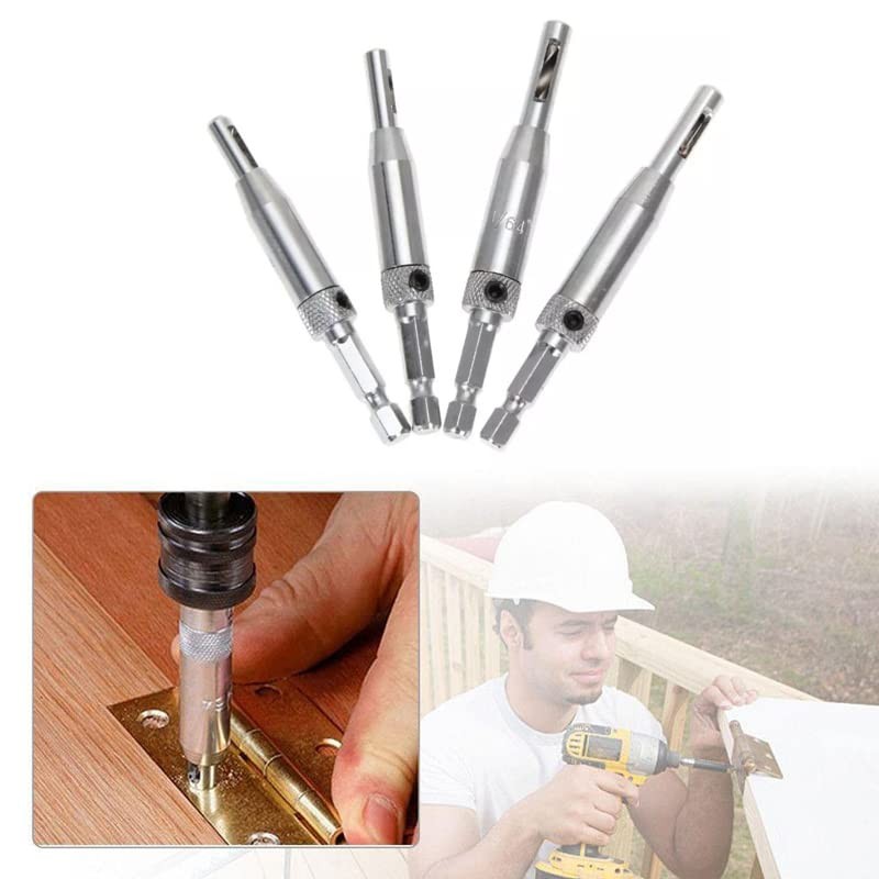 AIMALL 4pcs Self-Centering Drill Bits Set with Hex Shank, Pilot