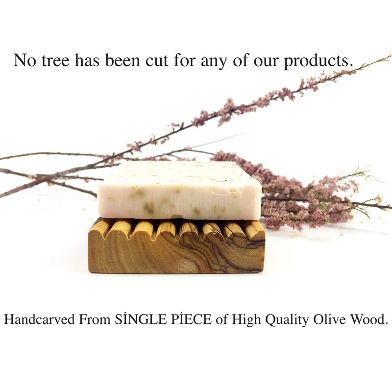 2 Pieces Natural Olive Wood Soap Dish Natural Wood Sink