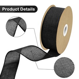 Ribreeze Black Burlap Wired Ribbon 1-1/2 Inch x 10 Yards for Crafts DIY Decor Parties and Home Outdoor Decoration