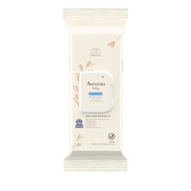 Aveeno Baby Toallitas sensibles con aloe y extracto de avena natural para cara, parte inferior, manos y cuerpo, pH equilibrado, hipoalergénico, fragancia, sin fenoxietanol y alcohol, 64 unidades por