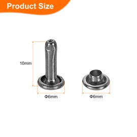 sourcing map 100 Sets Double Cap Rivets 6x10mm Carbon Steel Round Head Snaps Studs Fasteners Tubular Metal Studs for Leather Craft Repairs Decoration, Gunmetal