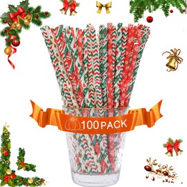 Colourful Paper Drinking Straws, Pack of 100 Christmas Straws, Suitable for Party, Birthday, Wedding