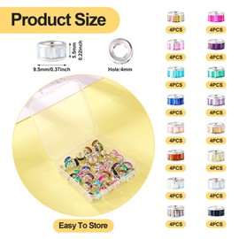 64 Pcs Rhinestone European Beads for Beadable Pen Large Hole Beads for Bracelet Lampwork Murano Glass Crystal Bead Spacer Charms 9.5mm for Necklace Jewelry Making DIY Crafts