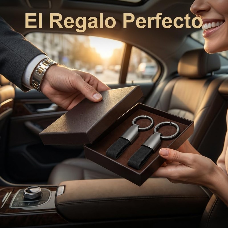 Llavero para Auto Hombre, Llaveros de Acero y Cuero Desmontable