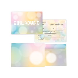 Limonia 12 x Invitation Cards with Envelopes for Children's Birthday - Birthday Invitation Pastel Stylish Birthday Invitation for Boys and Girls Children and Adults Unisex