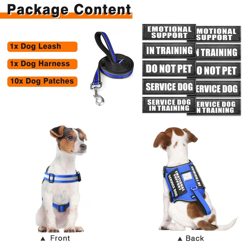 Service Dog Harness and Leash Set, Training Dog Vest with