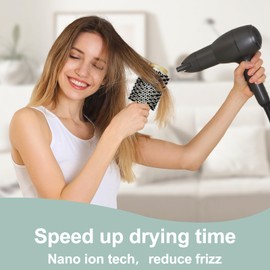 Round Hair Brush with Boar Bristles for Women Blow Drying,Nano Thermal Ceramic & Ionic Tech,Round Brush for Blow Out(3.3inch,Barrel 2.1inch,53mm)