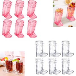 SKJAXF 12pcs Cowboy Shot Glasses, Shot Glasses Funny, Cowboy Boot Shot Glasses, Plastic Shot Glasses, Shot Glasses Plastic for Cowboy Bachelorette Theme Party Supplies Wedding Decorations