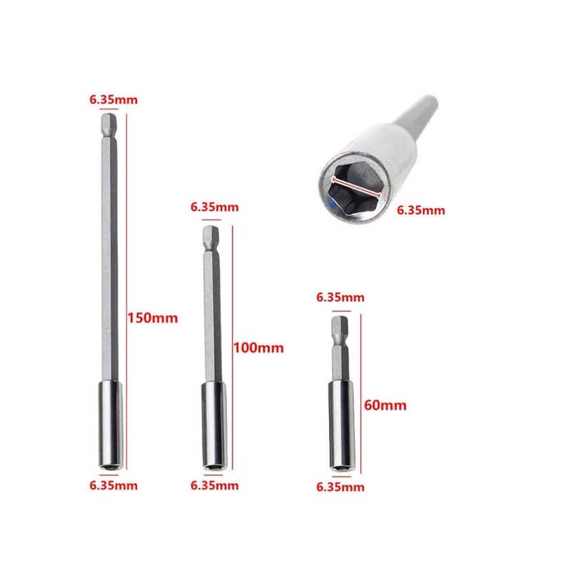 3pcs Electrical Drill Screwdriver Extension Bar Magnetic Bit Holder 1/4"