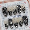 Black Full Stone Gra Handmade Nail Tip Pedi Tip -