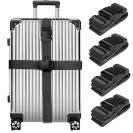 collwait Luggage Straps for Suitcases, Black - Premium Quality Polyester Material, TSA Approved, Adjustable & Versatile, Sturdy Buckle, 4 Pack - Ideal for Travelers