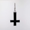 Inverted Black Cross Hand Painted Enamel on Silver Finish Pewter