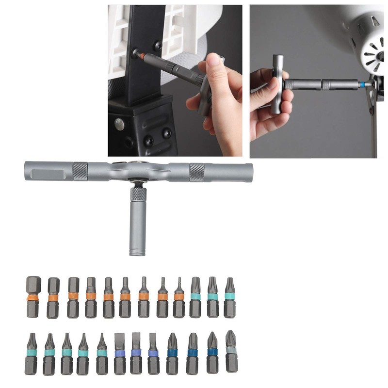 Ratchet Screwdriver Set, 24 in 1 Multibit Screw with T-Handle