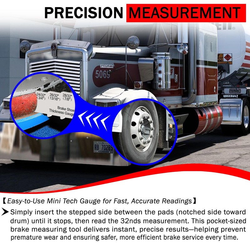 2Pcs Mini Tech Gauge 32nds Brake Pad Measuring Tool, 2-in-1