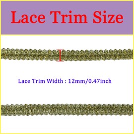 Tibaoffy Long 12 Yard Wide 12mm/0.47nch Centipede Ribbon Trim Lace Gimp Braid Decorated Lace for DIY Craft Sewing Fabric, Crafts and Sewing（Light Gold）