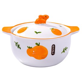 Whitenesser Lovely Ceramic Noodle Bowl with Lid, Instant Noodle Bowl with Lid,Double Ear with Lid Ramen Soup Bowl Microwave-safe Bowl with Lid (JZ)