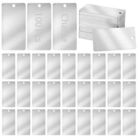 100 piezas en blanco grabado de metal, etiquetas en blanco de acero inoxidable, colgantes rectangulares de grabado, sellos de metal en blanco para lla