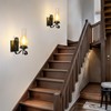TIGKHAE Rustic Wall Sconces Sets of 2, Black Hardwired Farmhouse