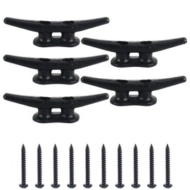 Dock Cleats 4 inch (5 Pack) Boat Dock Cleats with Screws Electrophoretic Black Iron Boat Cleats Marine Grade Dock Cleats Rope Cleats for Boat, Kayak, Rope Tie Down, Deck and Nautical Decor