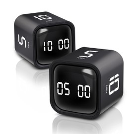 VEWINGL 2 Pack Rotating Pomodoro Timer,Rotation Timer,5/10/30/60 Minutes and Custom Countdown,Productivity Timer,Pause and Resume,Silent,Vibrate and Adjustable Sound Alarm for Tasks,Work,Study