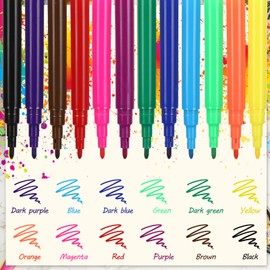 Watersay 1440 Pcs Mini Markers Colored Pen 3.4 Inch Vibrant Colors Portable Short Colored Markers Assorted Multicolor Watercolor Marker Pen for Kids and Adult Glass Office School Supplies (12 Colors)
