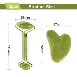OUDQFCJ Natural Gua Sha Massager and Jade Roller Set for Anti-Ageing Wrinkle Reduction Face Slimming and Firming Face Massage with Natural Jade Roller