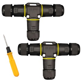 2 x Waterproof IP68 Cable Connectors: GOEDCH 3-Pin Earth Cable Connection Sleeve, T-Shape Junction Box, Terminal Box, Cable Connector, Connection Sleeve Earth Cable for Diameter 5-12 mm Cable Diameter