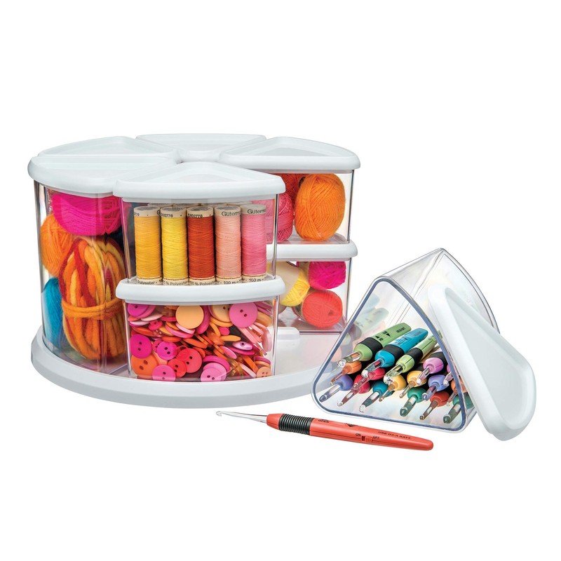 Deflecto Rotating Carousel Craft Organizer, 9-Canister, Includes 3" and 6"