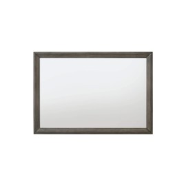 Yardlio Mirror, Gray Oak - Rectangular Landscape Mirror with Wooden Trim Frame, 3mm Thick Non-Beveled Edge