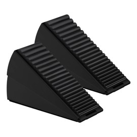 TOPTAKE Strongest Adjustable Spring Loaded Large Door Stopper - Heavy Duty Tall Door Stop Wedge for Bottom of Doors, Up to 3 Inches, Stainless Steel (Black, 2 Pack)