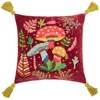Wylder Nature Magic Mushrooms Embroidered Cushion Cover, Ruby Red
