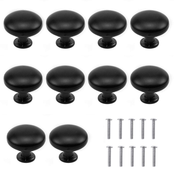 Doryum 10PCS Matted Black Cabinet Knobs, Drawer Knobs, 30MM Single