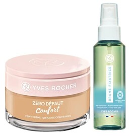 Yves Rocher Super Set Maquillaje Cobertura 12 H: Maquillaje en crema confort cero defectos Rose 300 (40 ml) y Mist Fijador de maquillaje (100 ml)