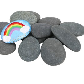 10 pcs Flat Pebbles for Painting,2-2.95 inch Smooth Stones for Painting,Flat Pebbles for Crafting,Handpicked Natural Stone Aquarium Decorative Stones
