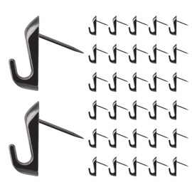 MOROBOR Metal Push Pin Hanger, 30Pcs Black 20lbs High-Heeled Style Pin Hooks Picture Hanging Nails for Home Office Wooden Fabric Wall