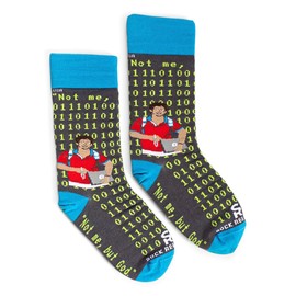 Sock Religious Not Me But God Blessed Carlo Acutis Grey Blue Trim Men's and Women's One Size Fits Most Polyester Blend Catholic Inspirational Fun Crew Socks, Adult