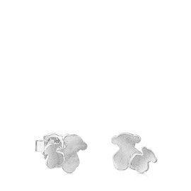 TOUS Women's Sterling Silver Earrings with Snap Closure, 1cm Bear Pattern, Simple and Elegant, Hill Collection