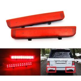 2x Red Lens Rear Bumper Reflector LED Fog Tail Stop Brake Light DRL For 2007-2014 LR Freelander 2 LR2 2003-2012 RR L322