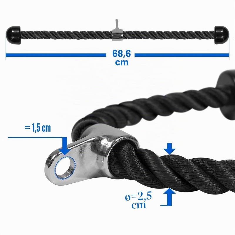 Yes4All SX2G Corda per tricipiti, 68,6 cm - Nero