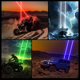 MIRUNNY Laser Whip Lights with Switch & Remote - Whipless Laser Pods RGBW Antenna Chase Light Kit for ATV Dune Buggy Can Am SXS Polaris RZR Trucks Boat (2 Pcs)