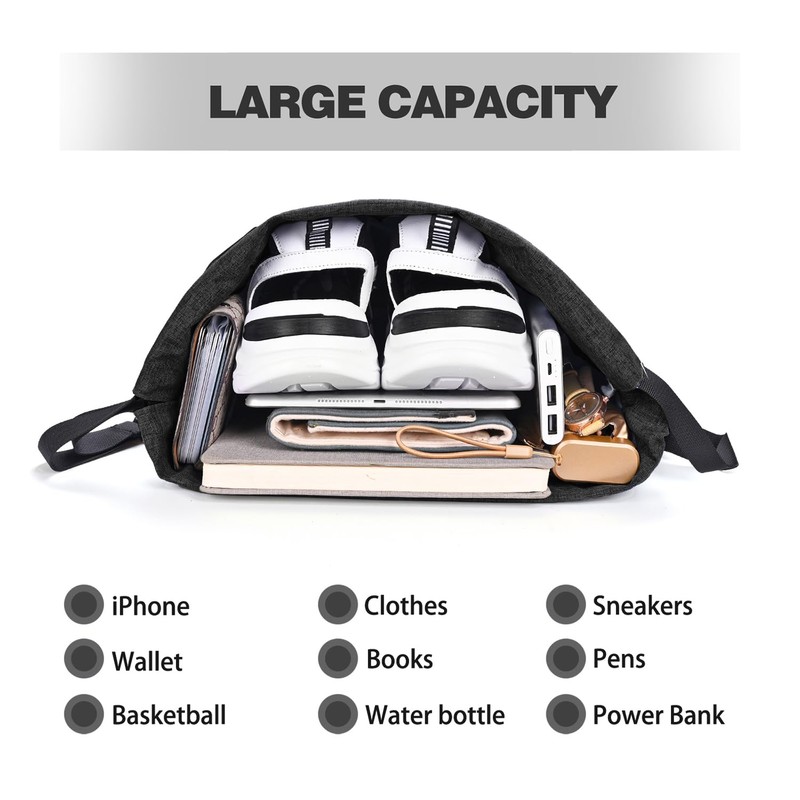 BAVELOE Drawstring Backpack with Wet Pocket & Shoe Compartment, Water-Resistant