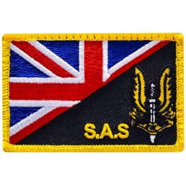 SAS British UK Union Jack Flag Morale Patch | 2PC HOOK BACKING  3"x2"