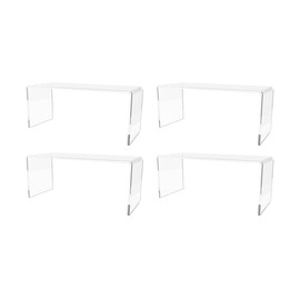 Marketing Holders 4 Pack Clear Acrylic Riser Display Stand 10 Inch Wide by 4 Inch Deep Retail Merchandise Showcase Elongated Bench Clear Plexiglass Counter or Tabletop Products Platform